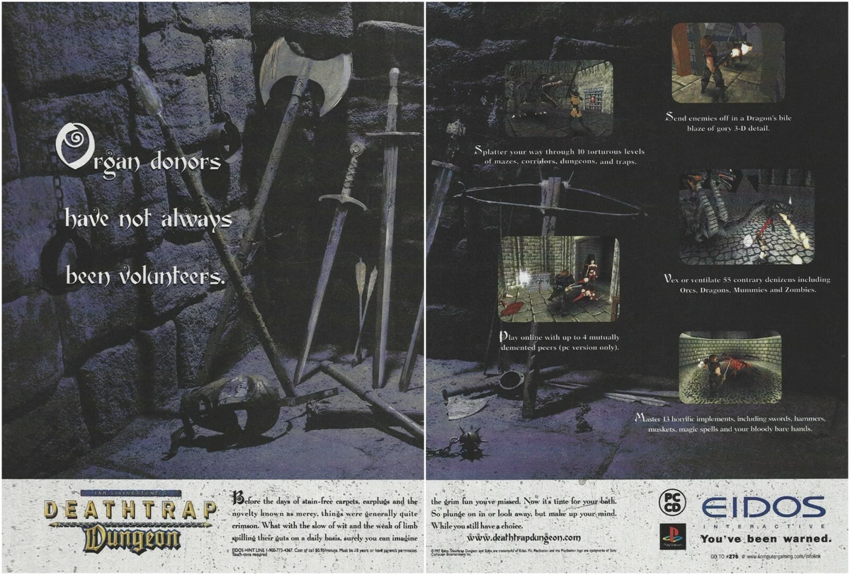 Ian Livingstone s Deathtrap Dungeon Print Ad Poster Art PS1 PC Big