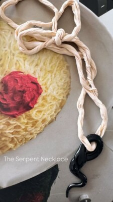 CÉLINE Old Celine Spring 2015 Enamel Brass Serpent Snake Necklace