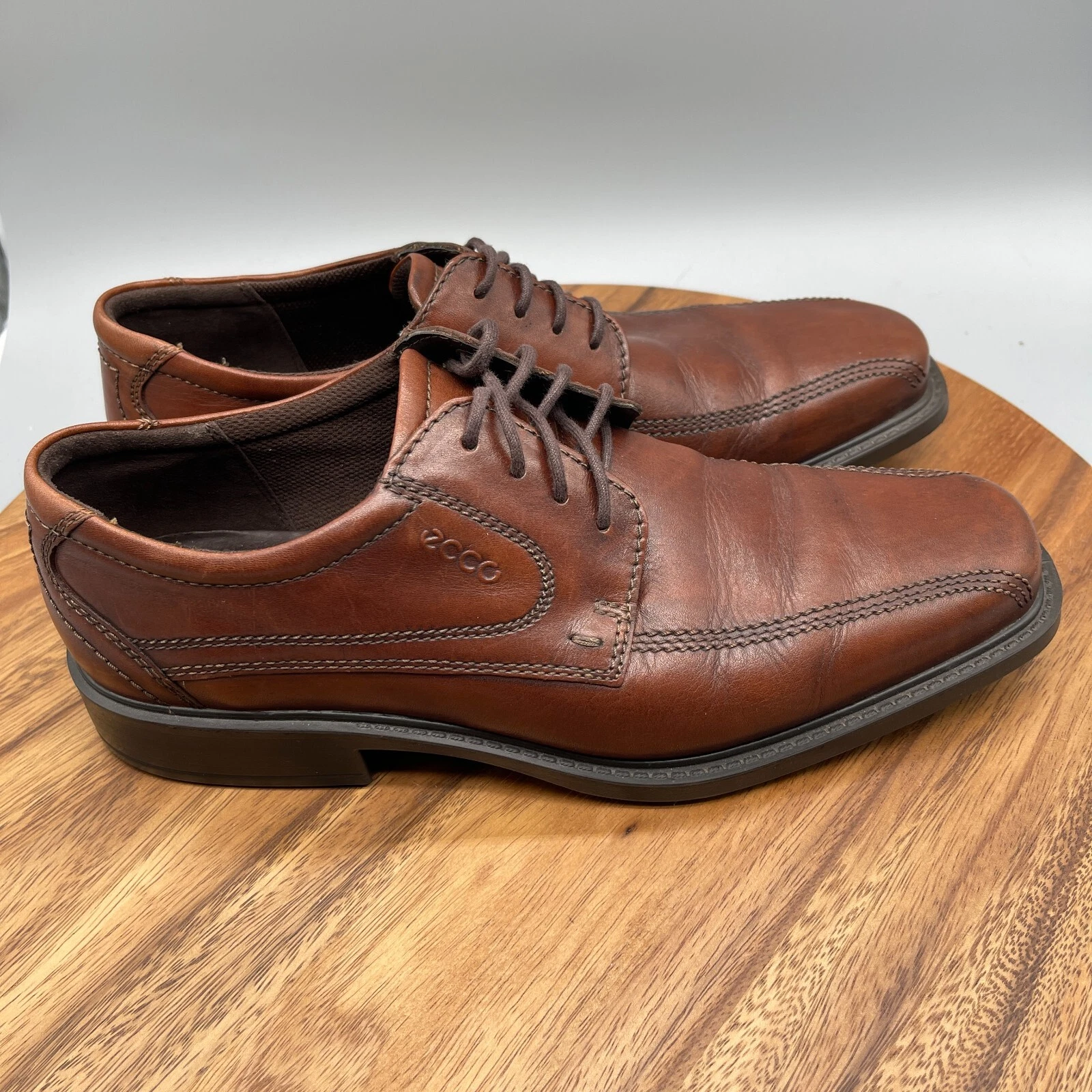 Scarpe eleganti Oxford Ecco Helsinki da uomo taglia EU 44 US 10 in pelle marrone punta bici