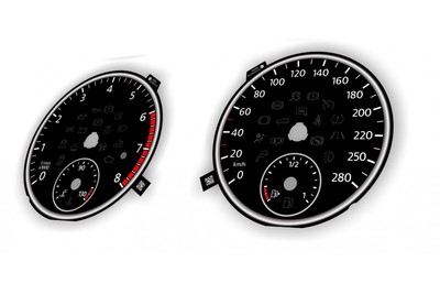 VW Scirocco 3 before lift REPLACEMENT DIAL - CONVERTED FROM MPH TO KM/H BLACK Di