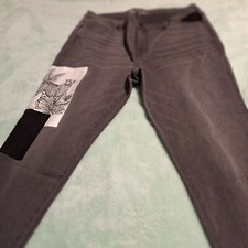 DG2 Diane Gilman Jeans Womens 18W NWOT Cropped Raw Hem Dark Grey Design On Leg