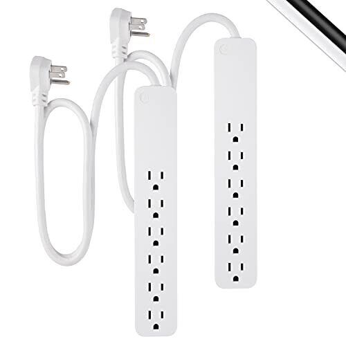 Power Strip Surge Protector 2-Pack - 6 Outlets & 2 Ft Extension Cord,