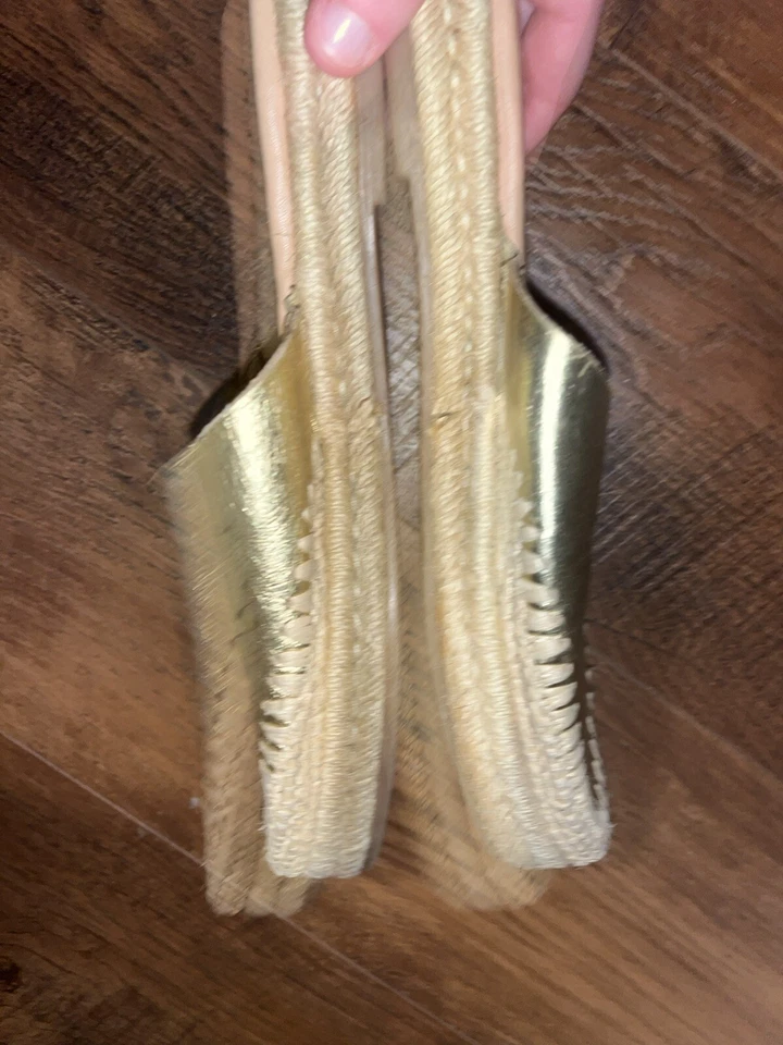  Sam Edelman Austin 金色上衣编织鞋跟懒人鞋平底鞋 7M 码 — 第 3/4 张图片