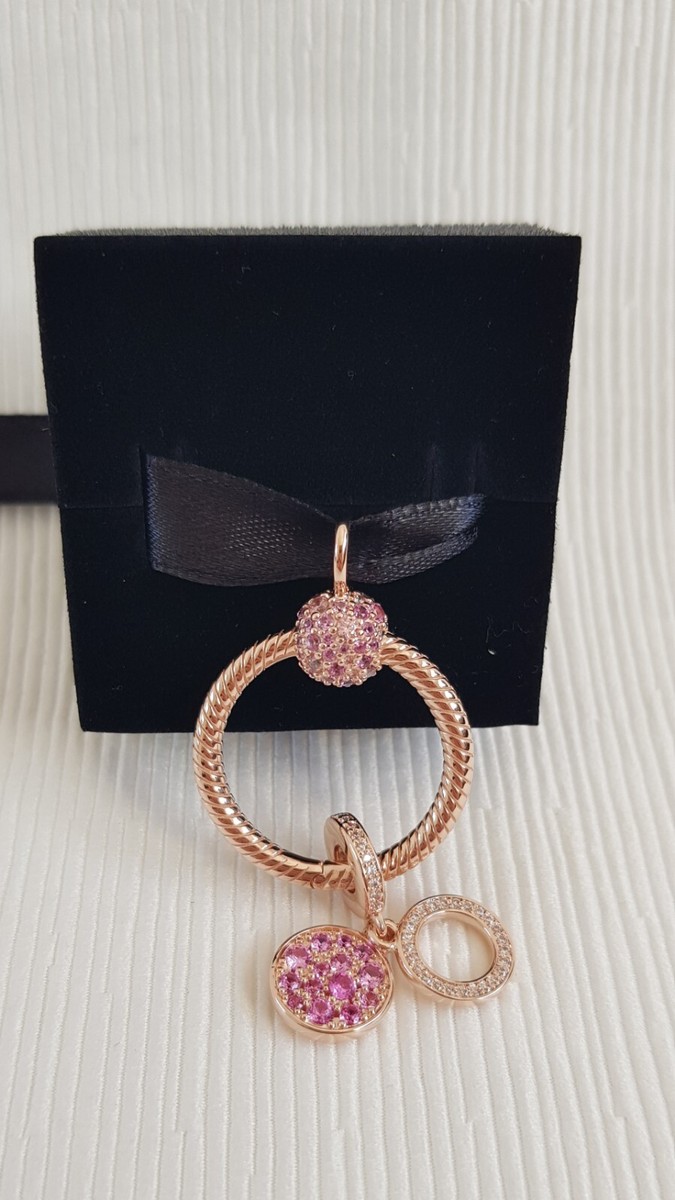 Pandora Moments Rose Small Pave O Pendant With A Circle Disc