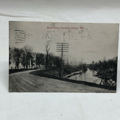 Vintage Postcard Findlay Ohio Maple Grove Cemetery Street Scene 1908