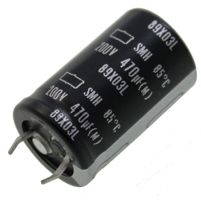 5x Snap-In Elko Kondensator Radial 470µF 200V 85°C 22x35mm SMH200VNSN470M 470uF