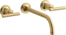 Kohler K-T14414-4-2MB Purist Wall Mounted Bathroom Sink Faucet, Brushed Brass 