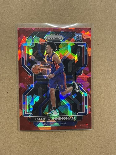 2021 22 Panini Prizm Cade Cunningham 282 Rookie Card Red Cracked Ice 