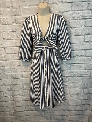 madewell striped midi dress Striped V-Neck Midi Dress in 100% Linen
