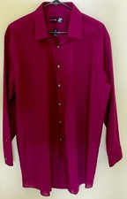 J.FERRAR (JF)  Men’s Long Sleeve Button Down Shirt BURGUNDY Size XL