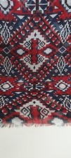 INFINITY AZTEC Scarf Navy Deep Red Tribal Infinity fringe trim edged 22" x 22 "