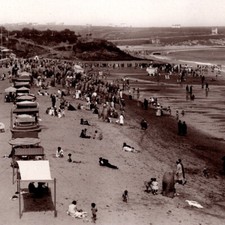 Vintage 1920s RPPC Sardinero Beach Santander People Ocean Bay Postcard Spain