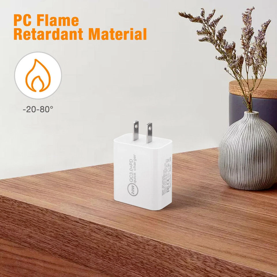 Fast Charger QC PD 20W Power Adapter Cube USB Cord For iPhone 14 13 12 11 8 iPad - image 4 of 4