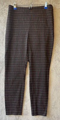 LOFT Petites Windowpane Plaid Pants Women's 10P High Waist Dark Academia Twee