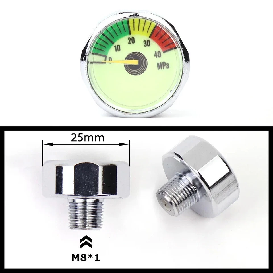 PCP Air Mini Micro Pressure Gauge Manometre Manometer 1/8BSP(G1/8) 1/8NPT M10 M8 - Image 2 of 4