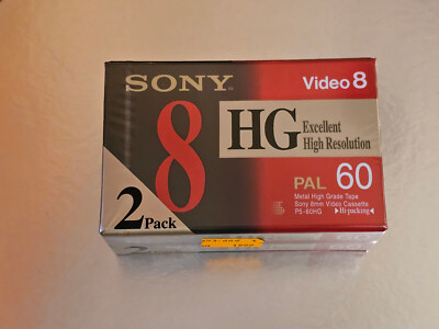 2 x vintage Sony Video 8 Kassette, HG Excellent High Resolution, PAL, 60 min