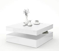 Couchtisch Turn 78 X 78 Cm Drehbare Platte Optik Weiß Glossy Von Forte