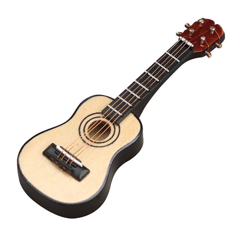 ALANO Mini Guitar Ornament - Wooden Miniature Instrument Model For Dollhouse Or Decor - View #8