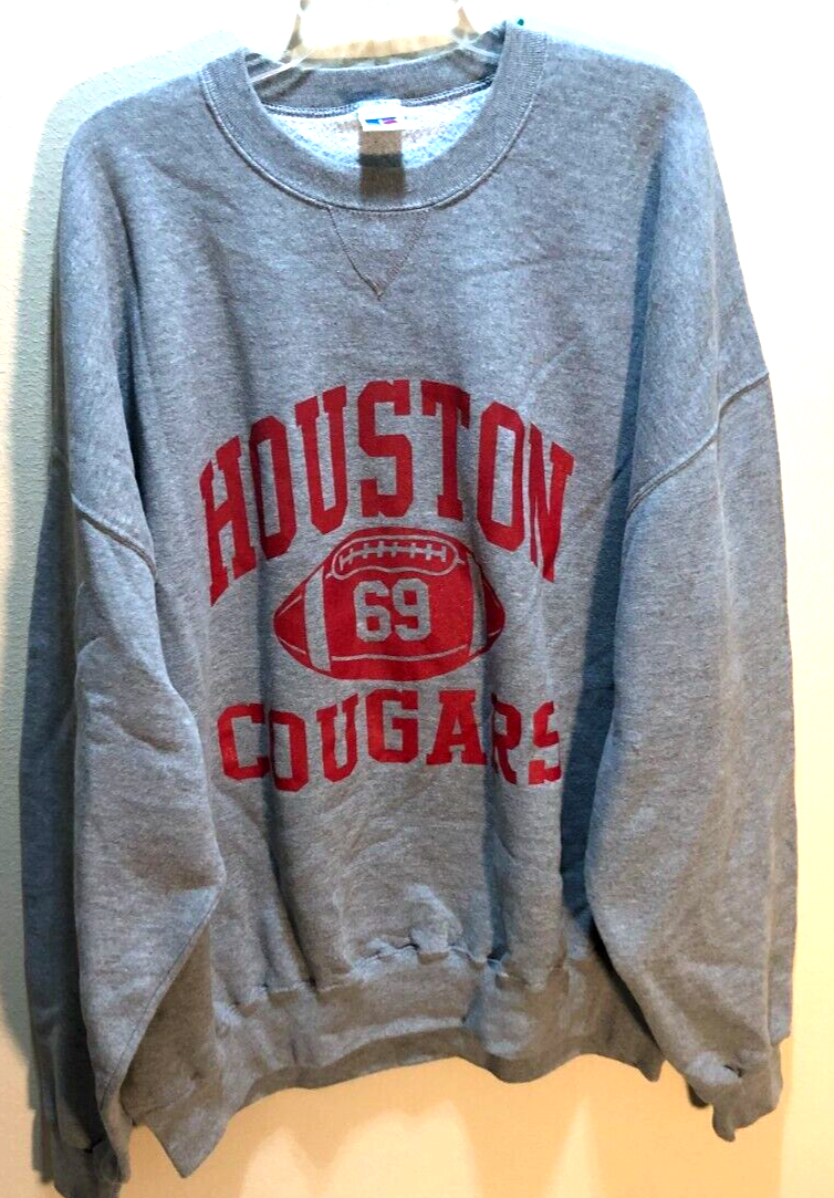 Houston Cougars Football #69 NCAA Vintage 90s Gray Athletic Sweatshirt 3XL