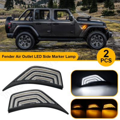 Dynamic Fender LED Turn Signal Air Vent Lights For Jeep Wrangler