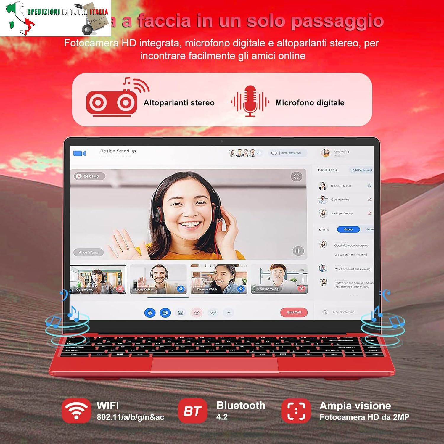 AOCWEI Notebook 14'' Celeron N4020 con WiFi 6 e 256GB foto 4