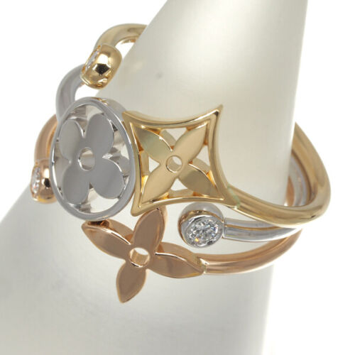 Auth Louis Vuitton Ring Idylle Blossom Diamond 3color EU54 18K YG/WG/RG