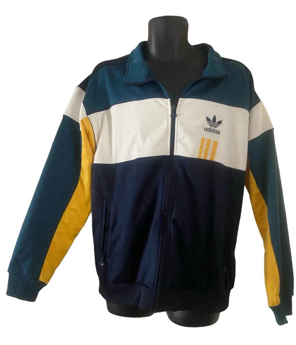 Adidas Vintage Trefoil 80's Track Jacket Men's Full Zip Blue Green