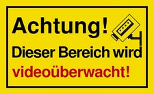 Schild - Dieser Bereich wird video&uuml;berwacht - 200/250/300/350 Video&uuml;berwachung
