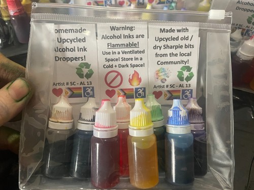 Homemade Upcycled♻ Alcohol Ink Set of 8! Full Pride Rainbow 🌈 Black to Purple!