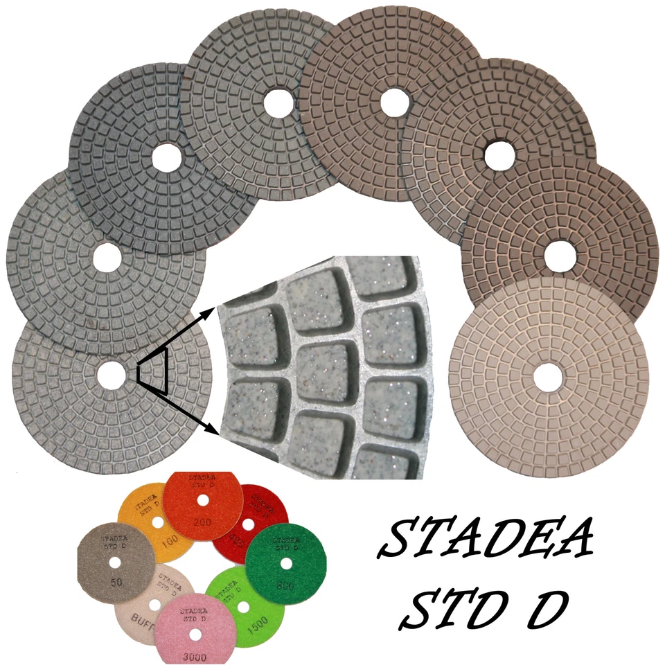 STADEA 4" Diamond Polishing Pad For Wet Polisher Stone Polish Grinding: Grit 50