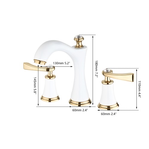 Bathroom Widespread Basin Sink Faucet Waterfall 2 Handle 3 Hole Vanity Mixer Tap - Picture 3 of 11