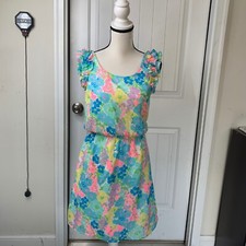 Lilly Pulitzer floral Danna spring fling ruffle fit n flare dress small vacation