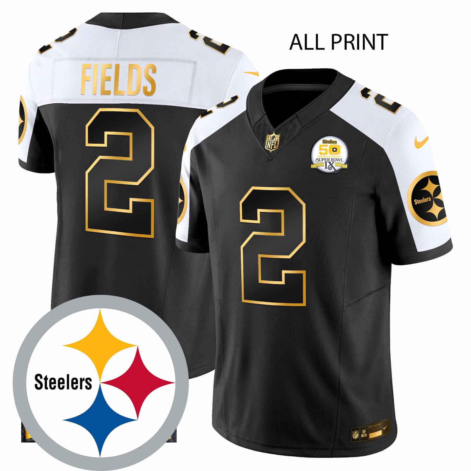 SteelersxPittsburgh #2 JustinFields 50th Anniversary of SuperxBowl IX-All Print
