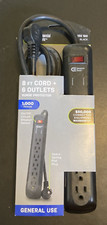 Commercial Electric 8 ft. 6-Outlet Surge Protector, Black