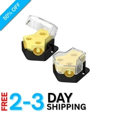2-Way 12V Power Distribution Block for Car Audio - 0/2/4 AWG in, 4/6/8 AWG Out