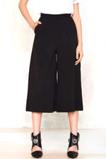 Wide Leg Black High Waist Culotte Trousers Palazzo Pants Women M 28" NEW NWT