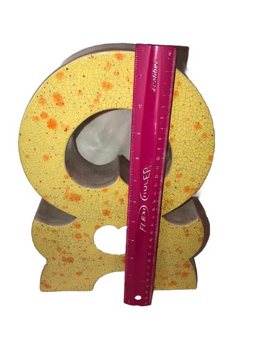 Scultura in ceramica gialla e arancione 12" stile Mcm per Crazing Fun - Foto 9 di 9