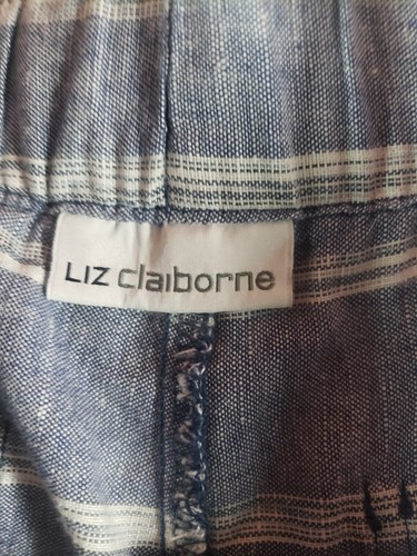 Liz Claiborne Shorts Womens Blue White Striped Linen Blend Tie Front M New Nwt - Picture 5 of 15