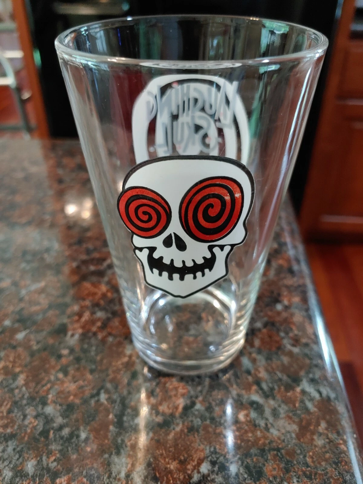 Laughing Skull Amber Ale Red Brick Beer Drinking Glass Cup Barware
