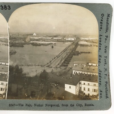 Nizhny Novgorod Fair Russia Stereoview c1905 Keystone Bridge Street Ships H772
