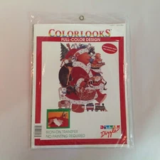Vtg 1991 NOS Dizzle Colorlooks Full-Color Iron-On Transfer 56017 Santa Bear 9x12