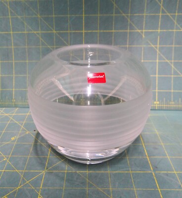 Baccarat Crystal Sphere Shaped Rose Bowl Vase w/ Etched Stripes 6.5'' x 5.5''