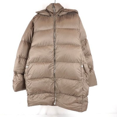 Rick Owens X Moncler Hooded Cyclopic Long Down Puffer Coat in Brown Brand Size 1