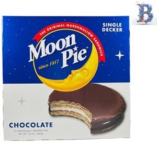 Delicious Moon Pie Chocolate Marshmallow Snacks - 12 Count, Freshly Packaged