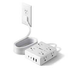 Superdanny Extension Cord Multiple Flat Plug Surge Protector Power Strip 10 Ft