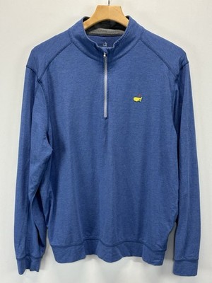 Masters Tech Performance Quarter Zip Pullover Mens Large Augusta Golf Blue Prep