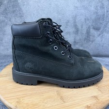 Timberland 12907 Boots Boys Size 3.5 Black Nubuck Combat Lace Up Winter School
