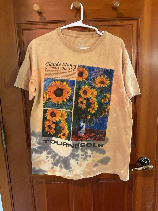 Claude Monet Tournesols Tie Dye Graphic Print T-Shirt M Tee Flowers Floral 1881