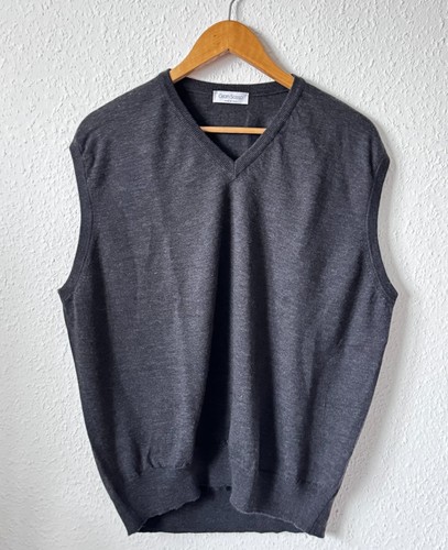Gran Sasso Men's 100% Virgin Wool V-Neck Sweater Vest - Charcoal Gray