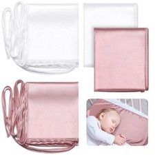 2 Pcs Soft Satin Bassinet Sheets - Silk Feel Cradle Mattress Covers for Newborns